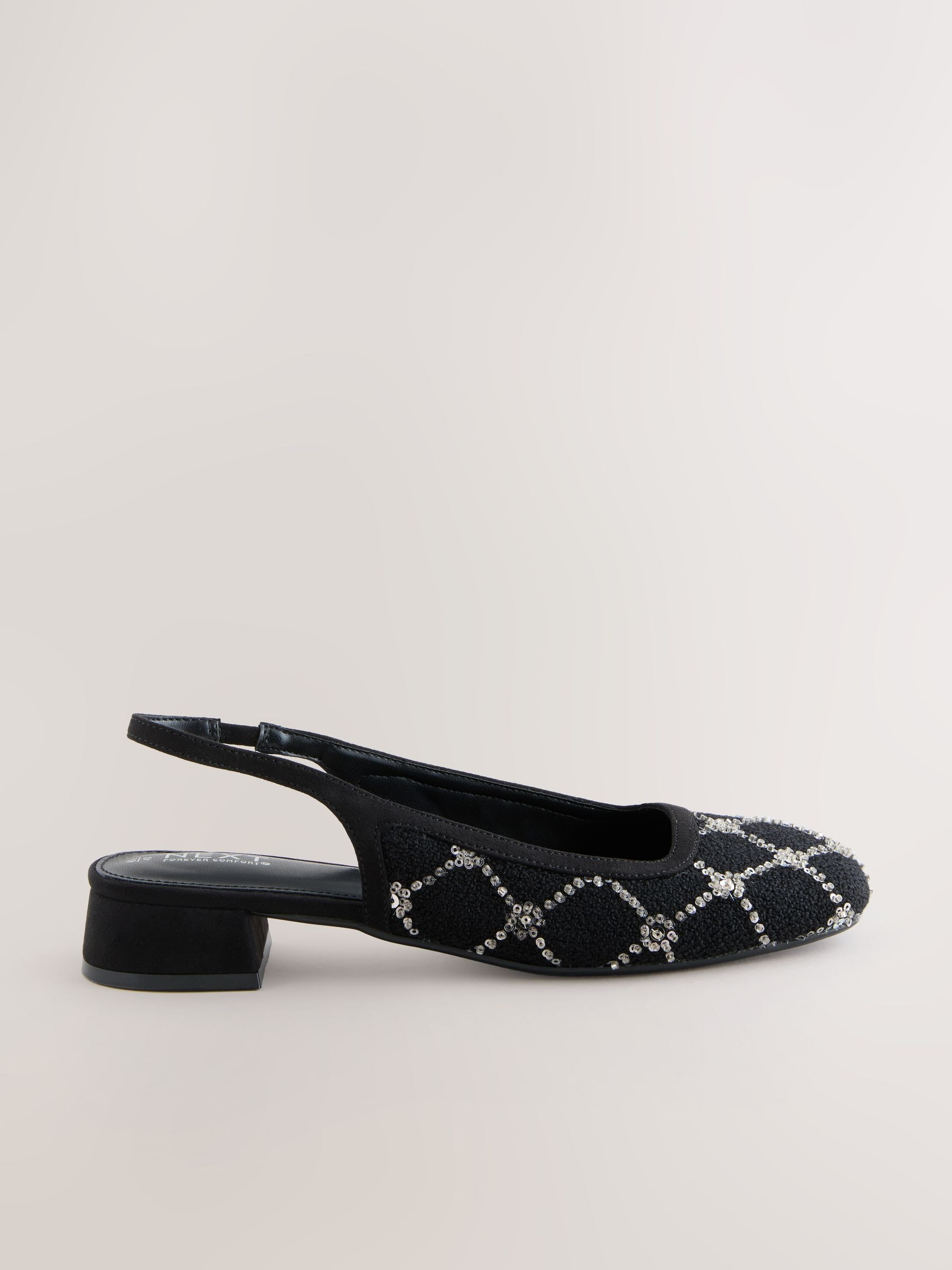 Tweed Slingback Tweed Heels Womens Mid Block Tweed Round Toe
