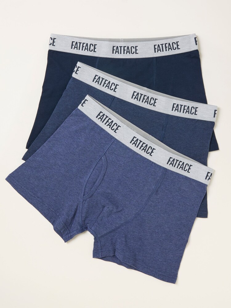 FatFace Navy 3 Pairs of Plain Boxers - Image 1 of 2
