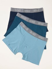 FatFace Teal Blue 3 Pairs of Plain Boxers - Image 1 of 2