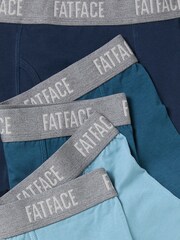FatFace Teal Blue 3 Pairs of Plain Boxers - Image 2 of 2