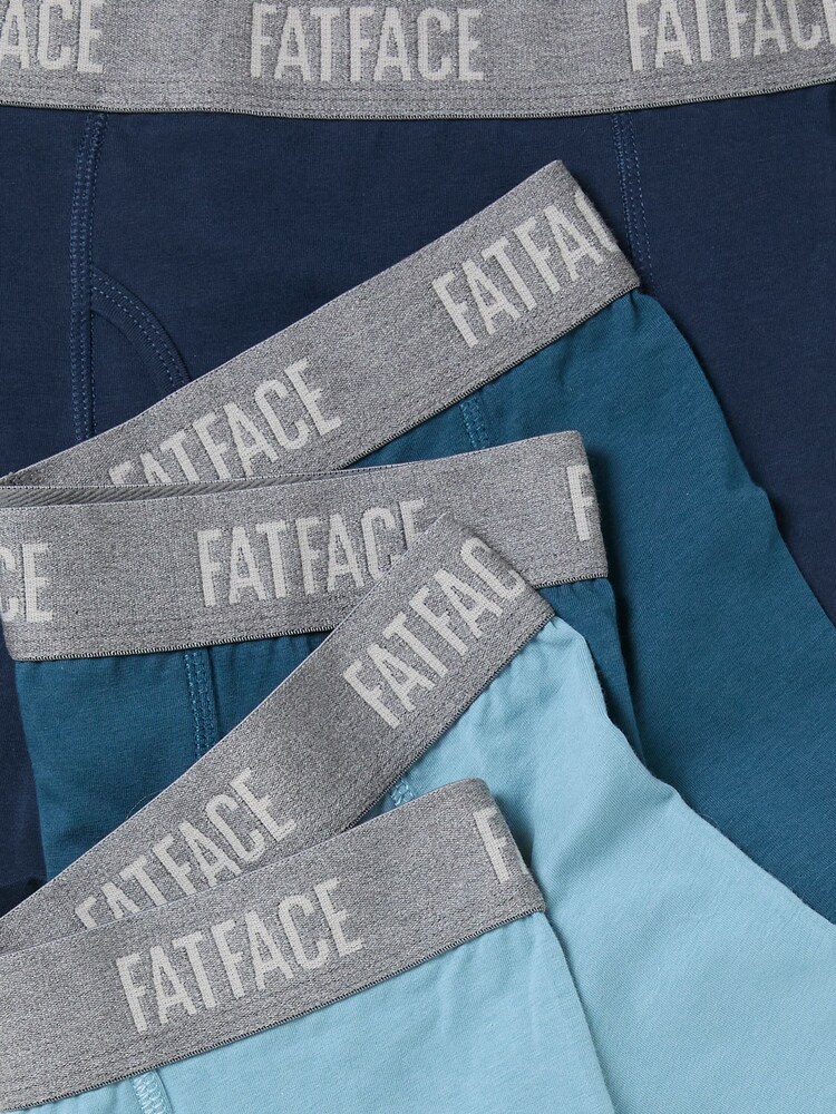 FatFace Teal Blue 3 Pairs of Plain Boxers - Image 2 of 2