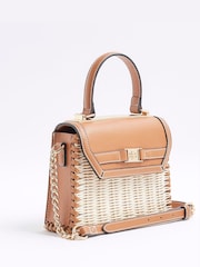 River Island Brown Raffia Mini Tote Cross Body Bag - Image 2 of 6