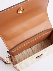 River Island Brown Raffia Mini Tote Cross Body Bag - Image 5 of 6