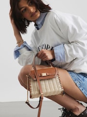 River Island Brown Raffia Mini Tote Cross Body Bag - Image 6 of 6