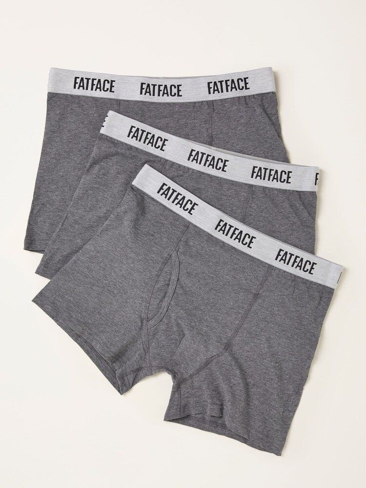 FatFace Grey 3 Pairs of Plain Boxers - Image 1 of 2