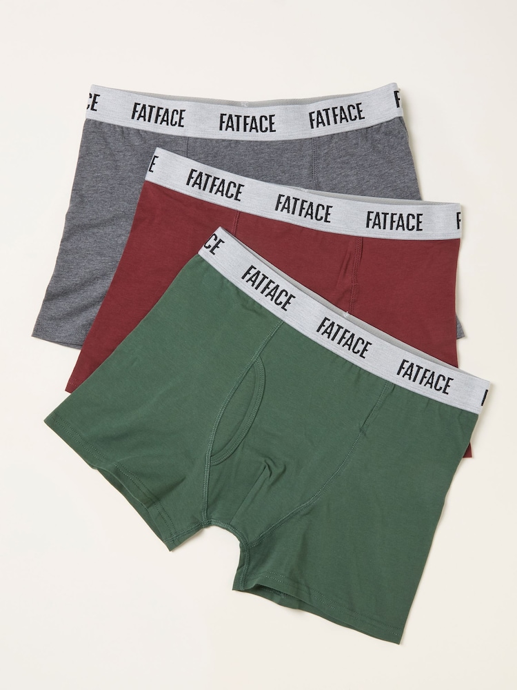 FatFace Multi Colour 3 Pairs of Plain Boxers - Image 1 of 2
