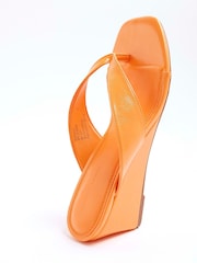 River Island Orange Toe Thong Wedge Sandals - Image 5 of 6
