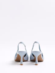 River Island Blue Sling Back Flare Heeled Court Shoes - Image 3 of 6