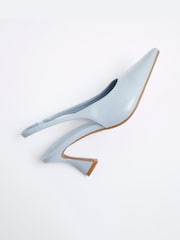 River Island Blue Sling Back Flare Heeled Court Shoes - Image 4 of 6