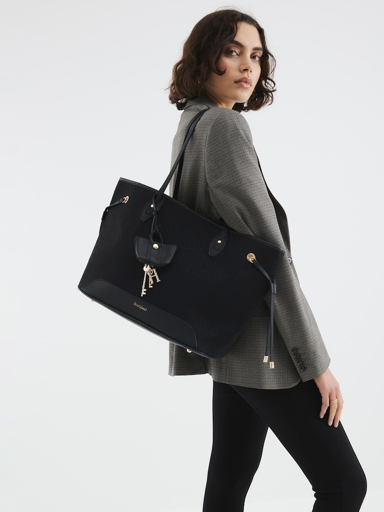 River Island Black Embossed Side Tie Shopper Bag - Image 6 of 6