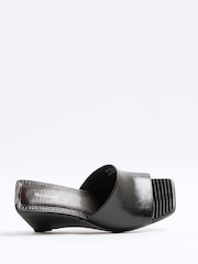 River Island Black Square Toe Wedge Sandals - Image 5 of 6