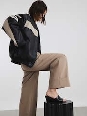 River Island Black Square Toe Wedge Sandals - Image 6 of 6