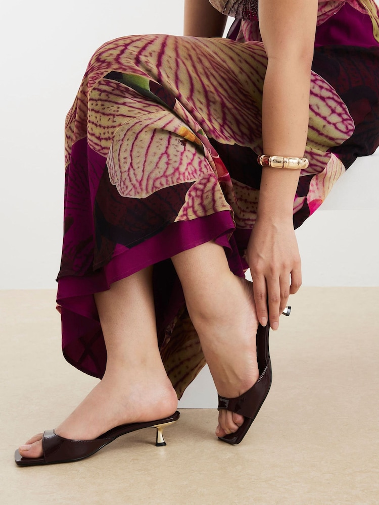 River Island Brown Kitten Heeled Mules - Image 1 of 6 River Island Brown Kitten Heeled Mules - Image 1 of 6