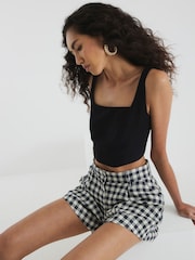 River Island Black Gingham Flared Shorts - Image 3 of 4
