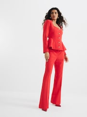 River Island Red Petite Peplum Button Front Blazer - Image 1 of 5