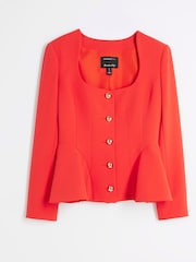 River Island Red Petite Peplum Button Front Blazer - Image 4 of 5