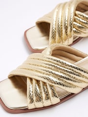 River Island Gold Padded Cross Strap Flat Mules - Image 5 of 6