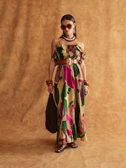 River Island Purple 100% Cotton Ruffle Maxi Dress - Image 1 of 4