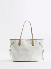 River Island White Embossed Side Tie Shopper Bag - Image 2 of 6