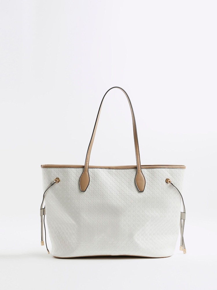 River Island White Embossed Side Tie Shopper Bag - Image 2 of 6