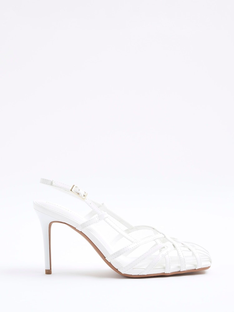 River Island White Caged Square Toe Heels - Image 2 of 6 River Island White Caged Square Toe Heels - Image 2 of 6