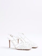 River Island White Caged Square Toe Heels - Image 3 of 6