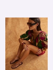 River Island Brown Wide Fit Eyelet Strappy Flat Sandals - Image 5 of 5