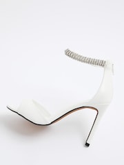 River Island White Heatseal Strap Peep Toe Heel Sandals - Image 2 of 5
