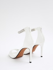 River Island White Heatseal Strap Peep Toe Heel Sandals - Image 5 of 5
