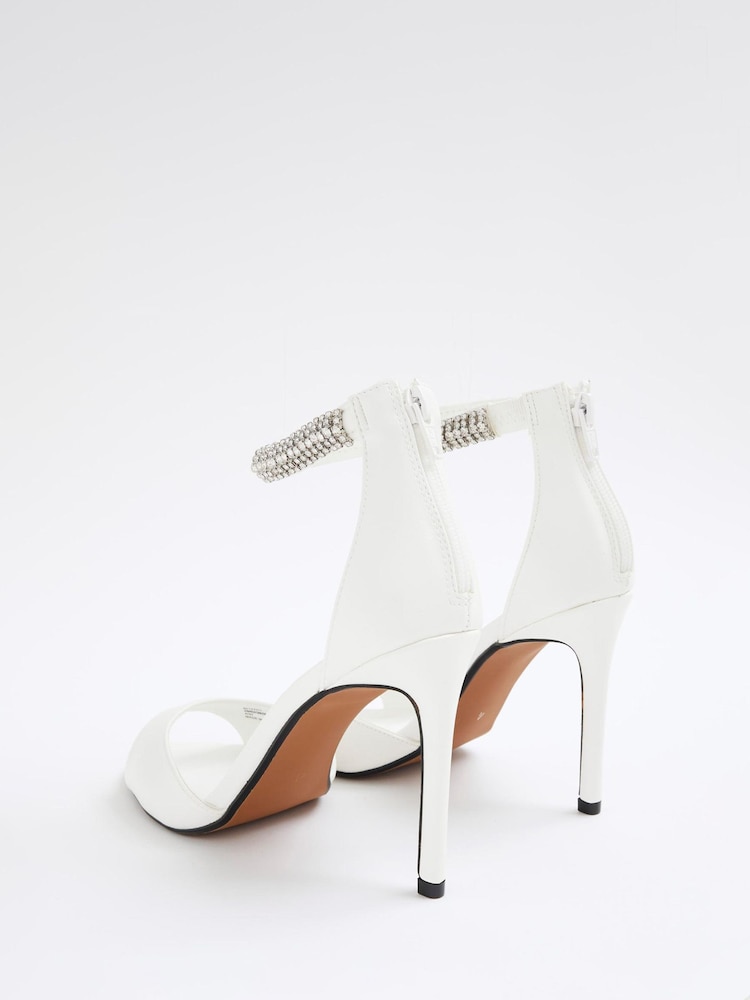 River Island White Heatseal Strap Peep Toe Heel Sandals - Image 5 of 5