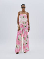 River Island Pink 100% Cotton Printed Bandeau Jumpsuit - Image 1 of 3