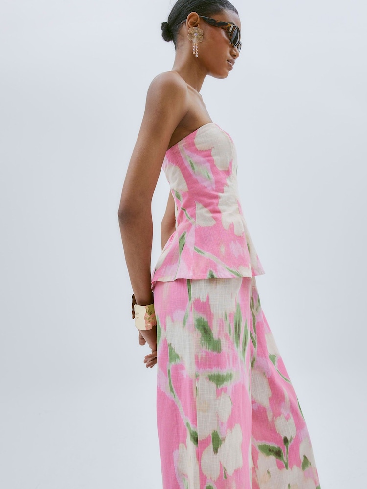 River Island Pink 100% Cotton Printed Bandeau Jumpsuit - Image 2 of 3