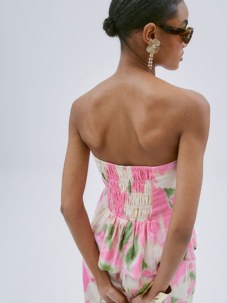 River Island Pink 100% Cotton Printed Bandeau Jumpsuit - Image 3 of 3