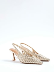 Золотой - River Island туфли-туи на каблуке с ремешком через пятку - Изображение 2 из 6
