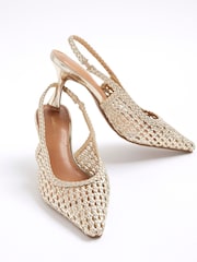 Золотой - River Island туфли-туи на каблуке с ремешком через пятку - Изображение 4 из 6