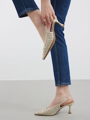 Золотой - River Island туфли-туи на каблуке с ремешком через пятку - Изображение 6 из 6