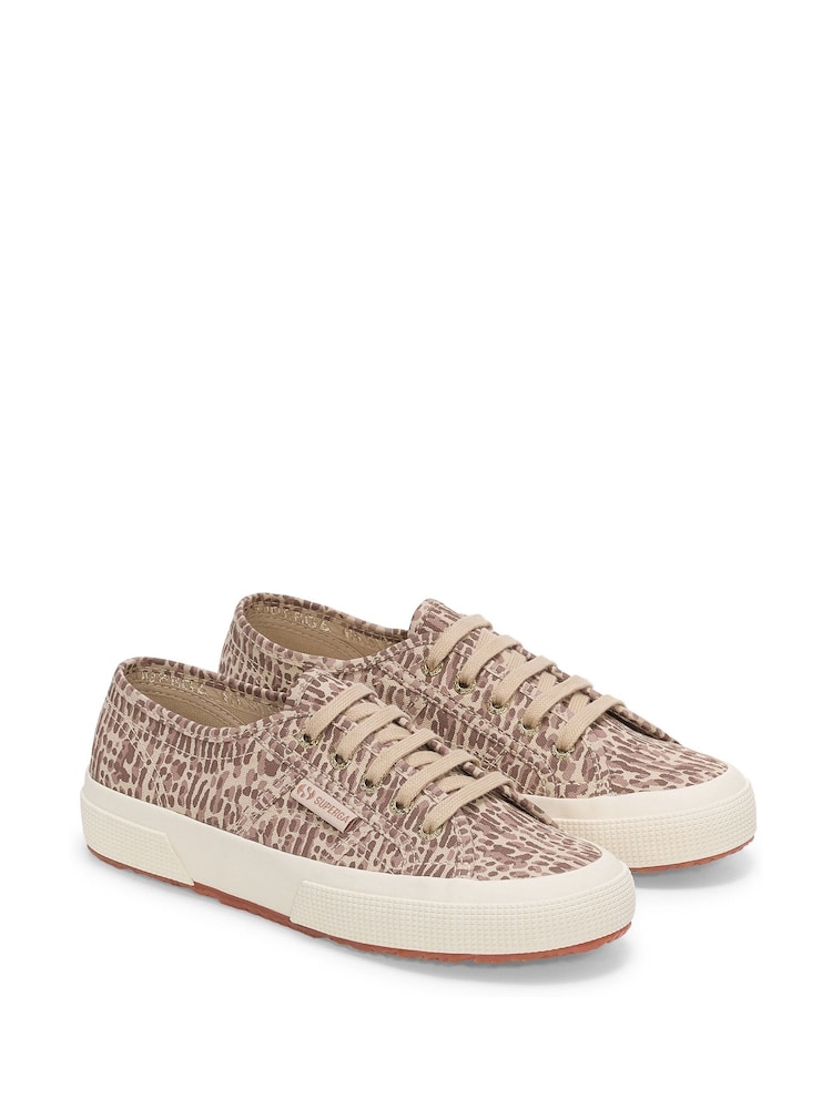 Superga 2750 Jaguar Print Canvas White Trainers - Image 2 of 5