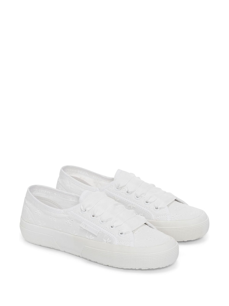 Superga 2750 Flower Sangallo Canvas White Trainers - Image 2 of 5