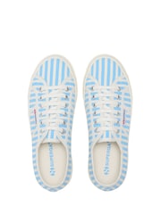 Superga 2740 Stripes Print Canvas White Trainers - Image 4 of 5