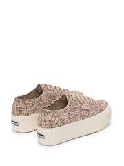 Superga 2790 Jaguar Print Canvas Trainers in Brown/Light Beige - Image 3 of 5