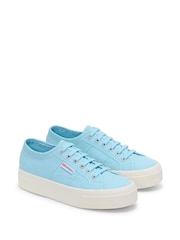 Superga 2750 Stripes Print Canvas White Trainers - Image 2 of 5