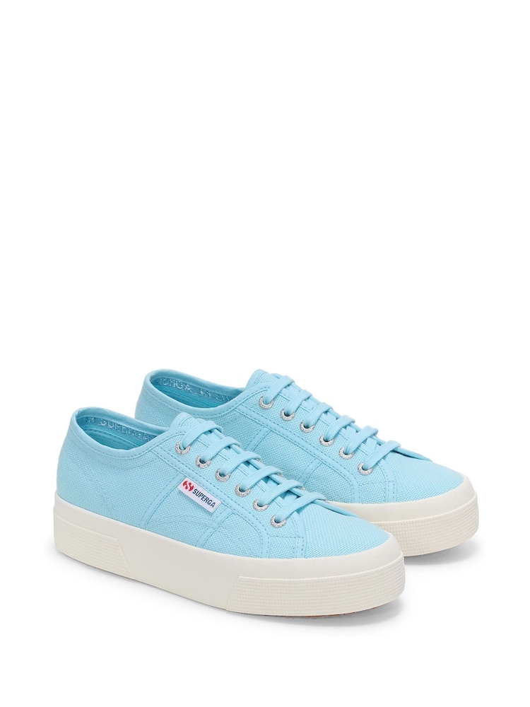 Superga 2750 Stripes Print Canvas White Trainers - Image 2 of 5