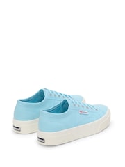Superga 2750 Stripes Print Canvas White Trainers - Image 3 of 5