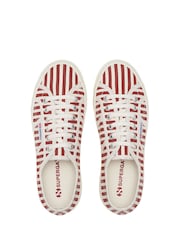 Superga 2740 Stripes Print Canvas White Trainers - Image 4 of 5