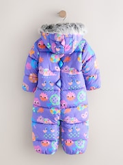 Purple Character Shower Resistant Faux Fur Trim Snowsuit (3mths-7yrs) - Image 6 of 9