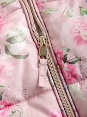 Pink Floral Shower Resistant Faux Fur Trim Snowsuit (3mths-7yrs) - Image 8 of 9