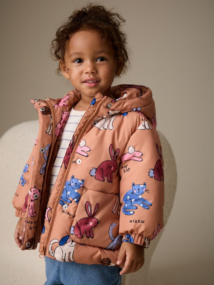بني مائل للأحمر عليه شخصية - Shower Resistant Printed Coat (3mths-7yrs) - صورة 1 من 9