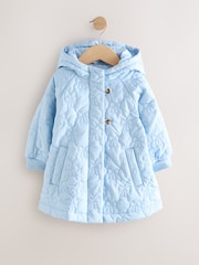 Blue Shower Resistant Bow Quilted Coat (3mths-7yrs) - Image 1 of 6