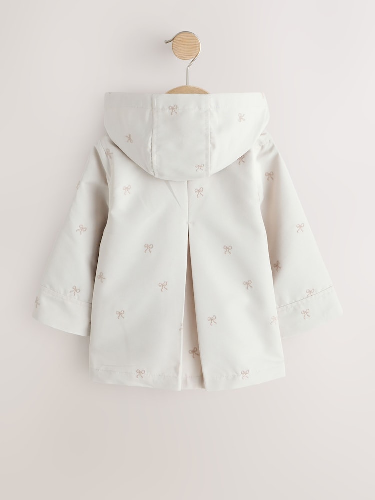 Neutral Bow Embroidered Shower Resistant Button Front Coat (3mths-7yrs) - Image 2 of 5