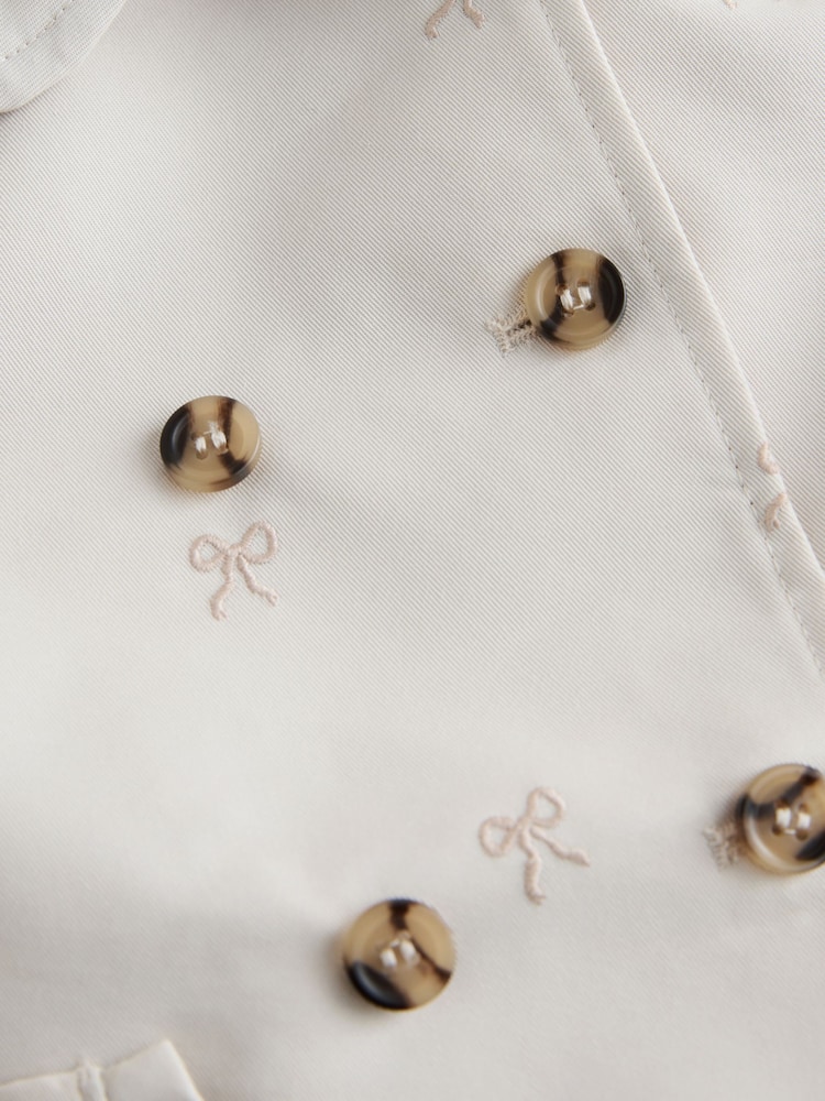 Neutral Bow Embroidered Shower Resistant Button Front Coat (3mths-7yrs) - Image 5 of 5